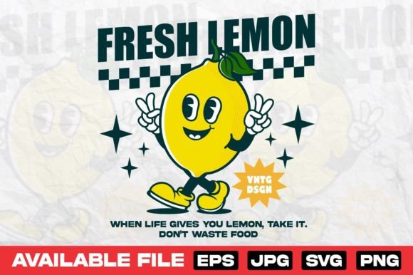 Lemon Cartoon Character Retro Design: A Zesty Vector for Your Brand