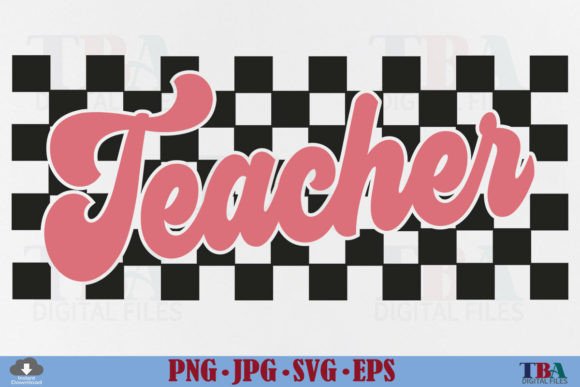 Retro Teacher Checkered SVG PNG Design: Your Classroom-Inspired Creative Asset