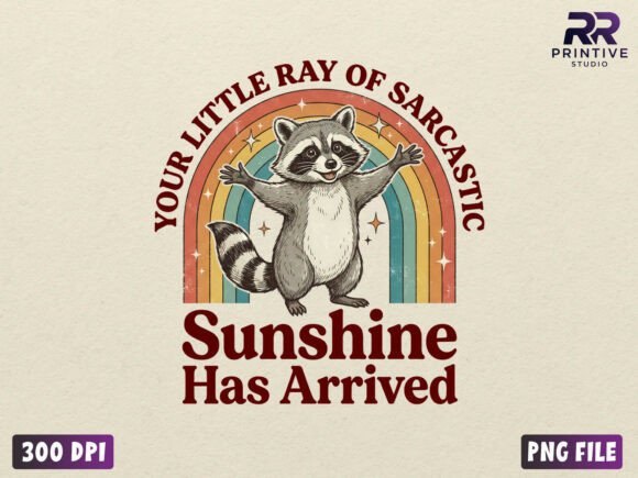 Sarcastic Sunshine Raccoon Design PNG: A Playful Asset for Bold Projects