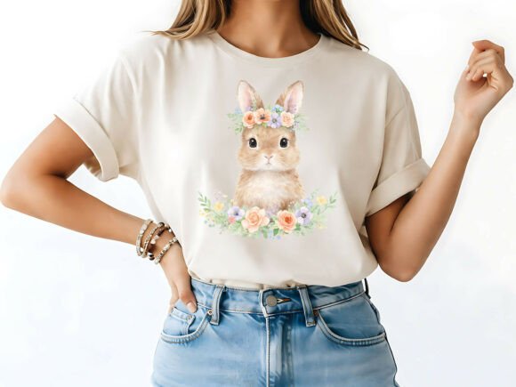 Spring Into Style: The Pastel Flower Bunny T-Shirt Design